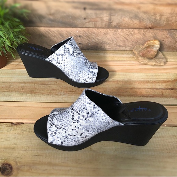 Tahari faux snake skin platform slides - Picture 5 of 7